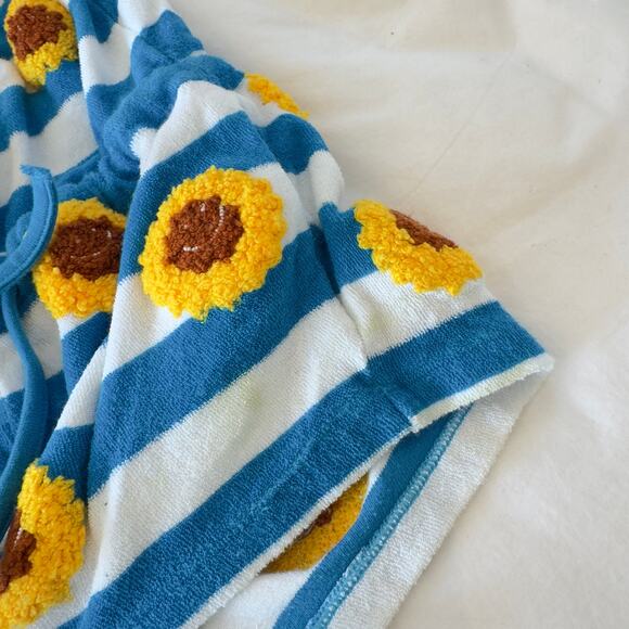 Stella McCartney Kids Girls Romper Size 8 Terry Cloth Yellow Sunflower Blue - Picture 4 of 6
